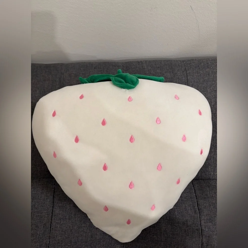 Strawberry Shaped Plush Pillow - White, Pink, green